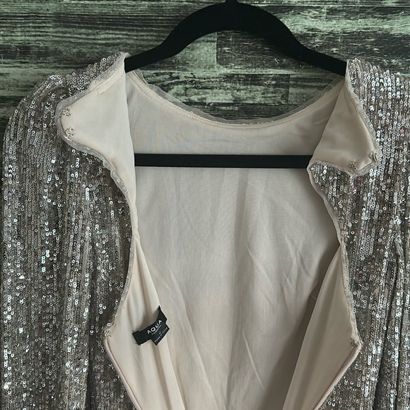 Gold Small sequined Dress Aqua Formal Size 2 NWOT - Picture 3 of 11